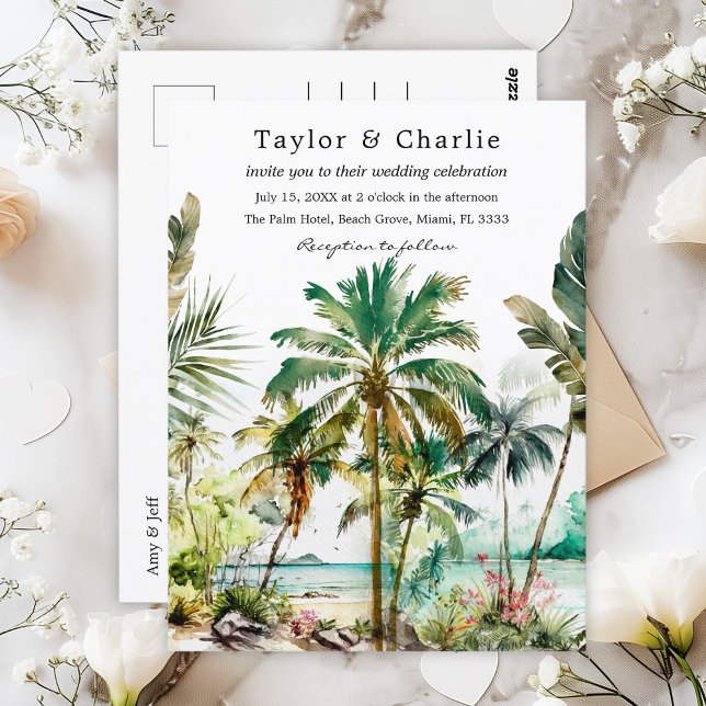 Tropical Beach Destination Wedding Postcard (Creator Uploaded)