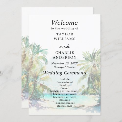 Tropical Beach Destination Wedding Program