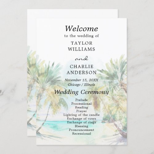 Tropical Beach Destination Wedding Program