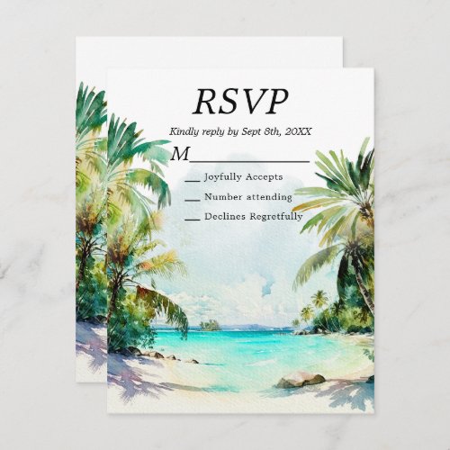 Tropical Beach Destination Wedding RSVP Card