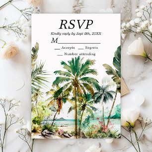 Tropical Beach Destination Wedding RSVP Card