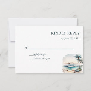 Tropical Beach Destination Wedding RSVP Card