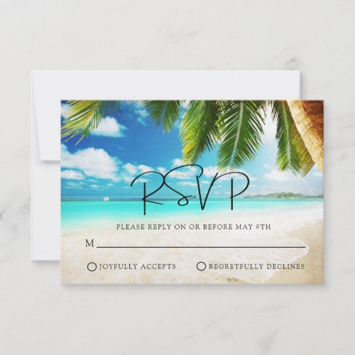 Tropical Beach Destination Wedding RSVP Card