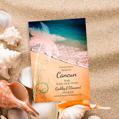 Tropical Beach Destination Wedding  Save The Date