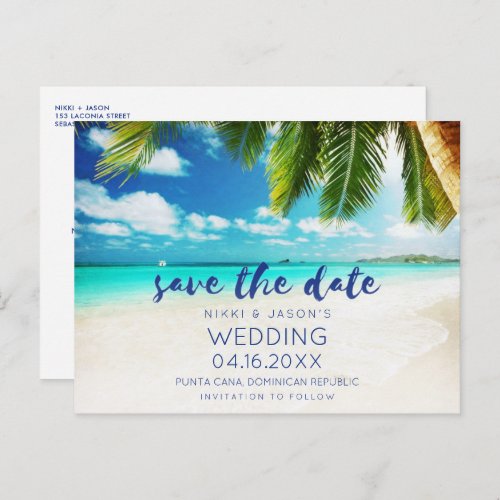 Tropical Beach Destination Wedding Save the Date Announcement Postcard