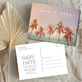 Tropical Beach Destination Wedding Save The Date Announcement Postcard by stylelily at Zazzle