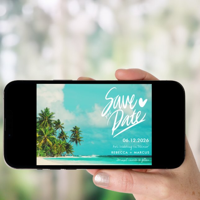 Tropical Beach Destination Wedding Save the Date  Invitation (Front Digital)