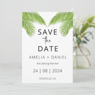 tropical beach destination wedding save the date invitation