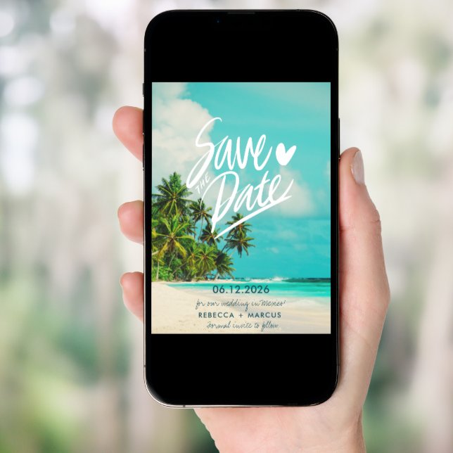 Tropical Beach Destination Wedding Save the Date Invitation (Front Digital)