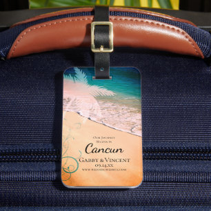 Tropical Beach Destination Wedding Save the Date Luggage Tag