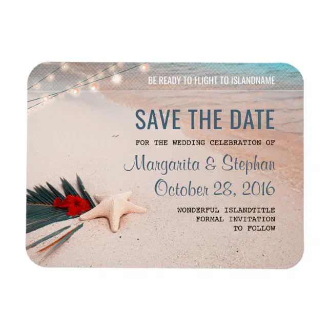 Tropical Beach Destination Wedding Save the Date Magnet | Zazzle