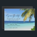 Tropical Beach Destination Wedding Save the Date Magnetic Invitation<br><div class="desc">Magnetic card save the dates in a beautiful beach design,  perfect for your beach destination wedding. Turquoise blue waters,  white sand and swaying palm tree design photograph printed with your upcoming wedding details. Perfect for asking your family and friends to reserve your wedding date.</div>
