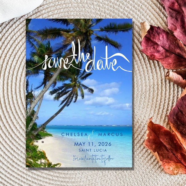 Tropical Beach Destination Wedding Save the Date Magnetic Invitation (Creator Uploaded)