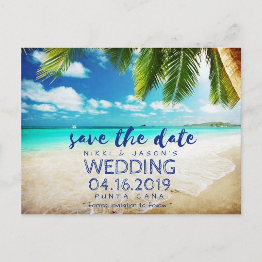 Tropical Beach Destination Wedding Save The Dates Announcement