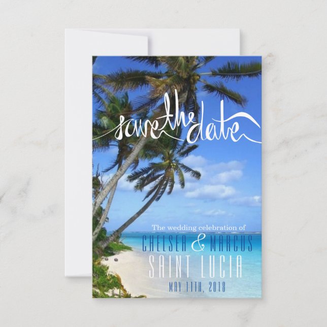 Tropical Beach Destination Wedding Save the Dates Date (Front)