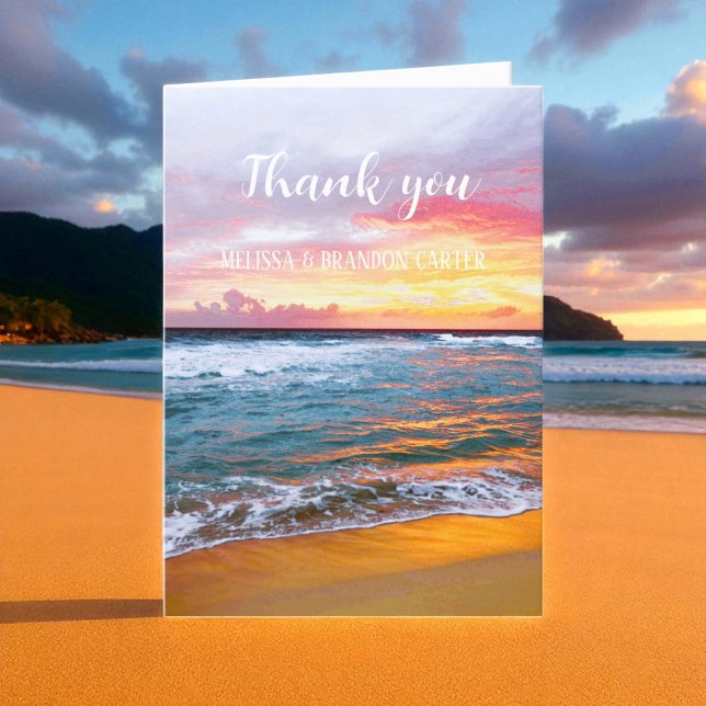 Tropical Beach Destination Wedding Thank you  Card (Creator Uploaded)