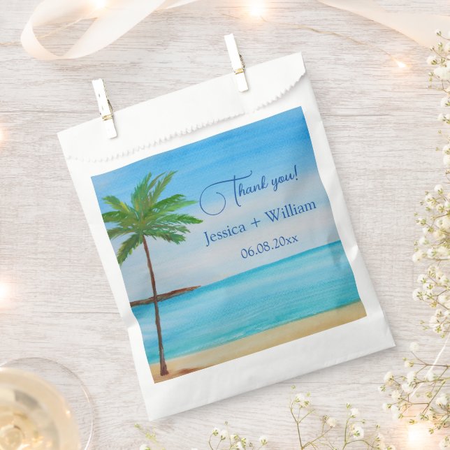 Tropical Beach Destination Wedding Thank you  Favor Bag (Clipped)
