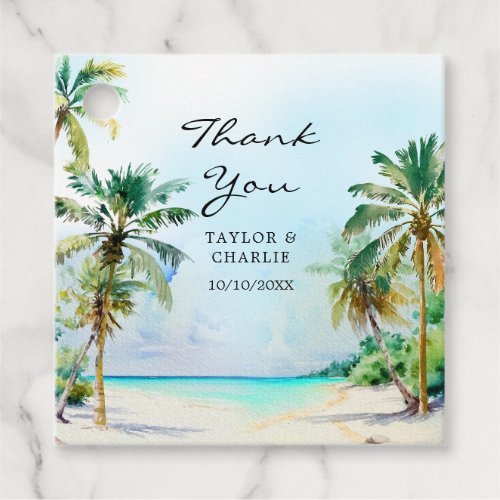 Tropical Beach Destination Wedding Thank You Favor Tags