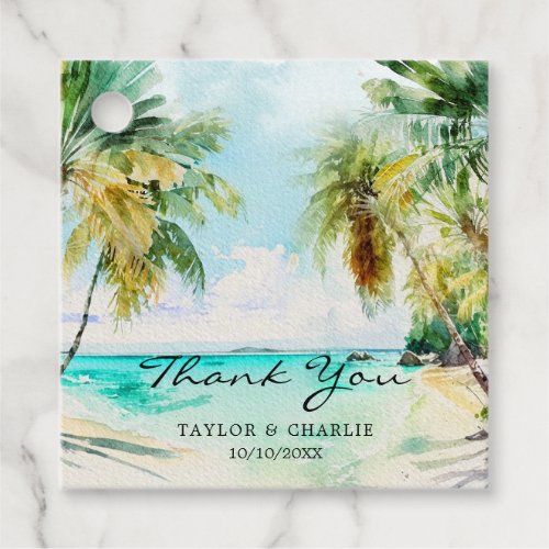 Tropical Beach Destination Wedding Thank You Favor Tags