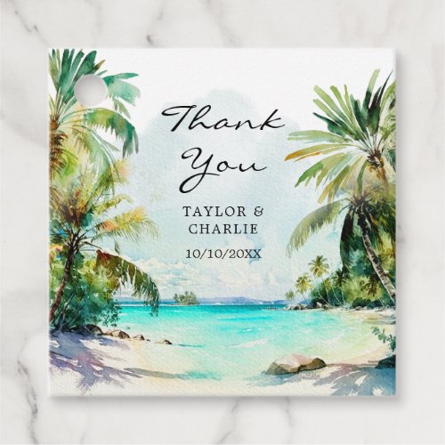 Tropical Beach Destination Wedding Thank You Favor Tags