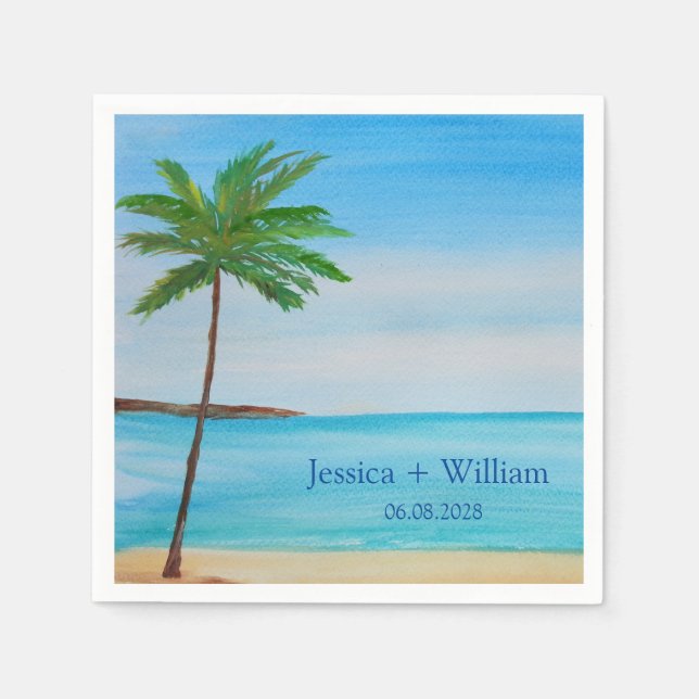 Tropical Beach Destination Wedding Thank you  Napkins (Front)