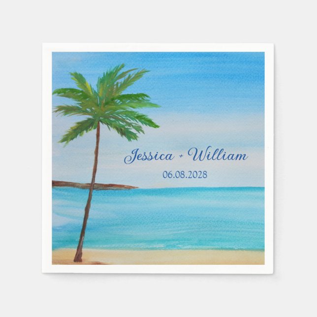 Tropical Beach Destination Wedding Thank you  Napkins (Front)