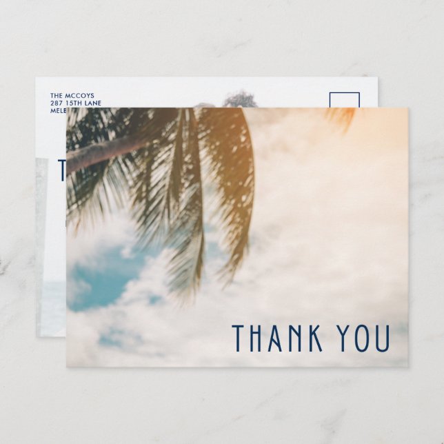 Tropical Beach Destination Wedding Thank You Postcard (Front/Back)