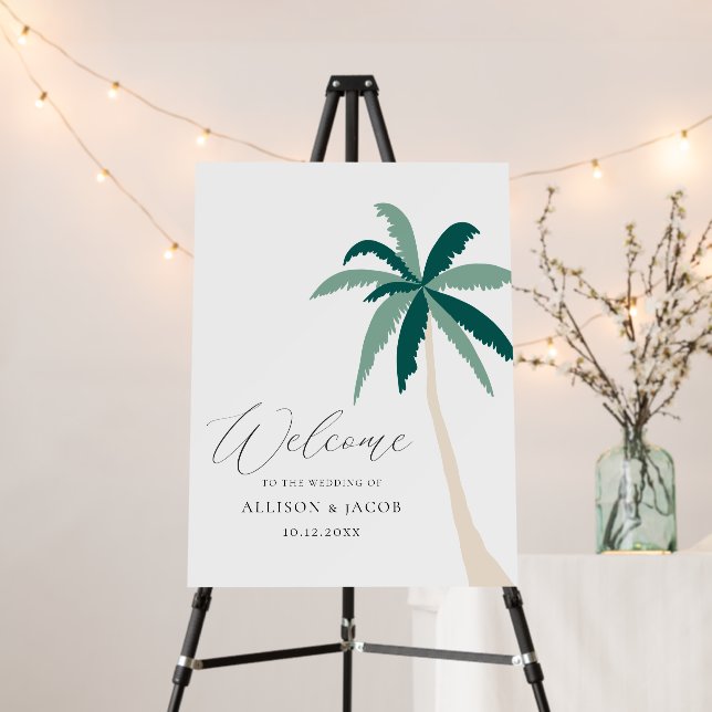 Tropical Beach Destination Wedding Welcome Foam Board (In Situ (Stand))
