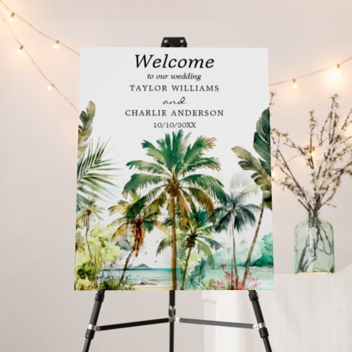 Tropical Beach Destination Wedding Welcome Sign
