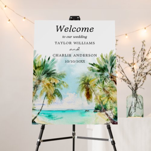 Tropical Beach Destination Wedding Welcome Sign