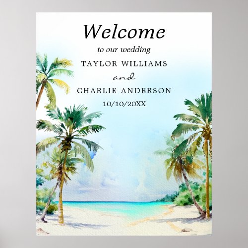 Tropical Beach Destination Wedding Welcome Sign