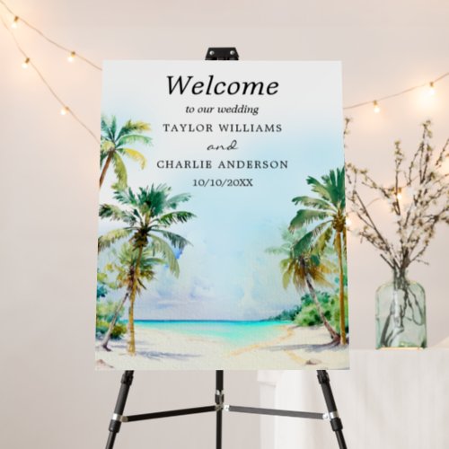 Tropical Beach Destination Wedding Welcome Sign