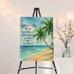 Tropical Beach Destination Wedding Welcome Sign 