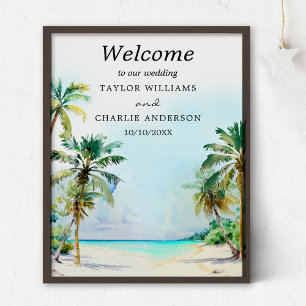 Tropical Beach Destination Wedding Welcome Sign