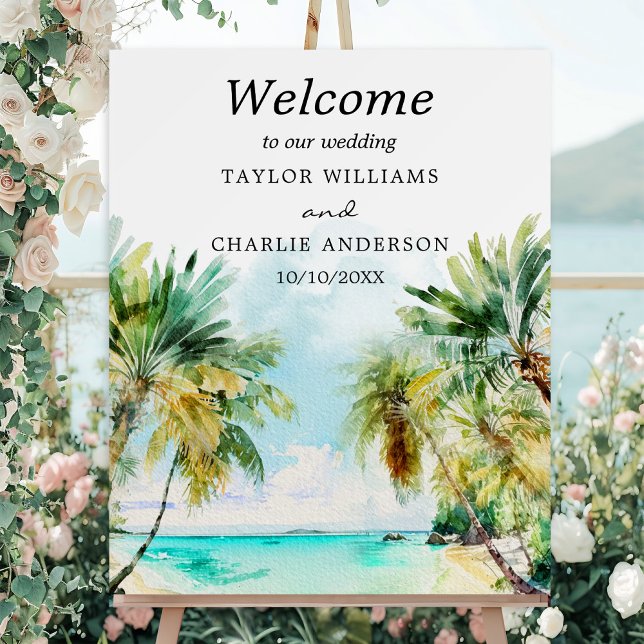 Tropical Beach Destination Wedding Welcome Sign (Creator Uploaded)