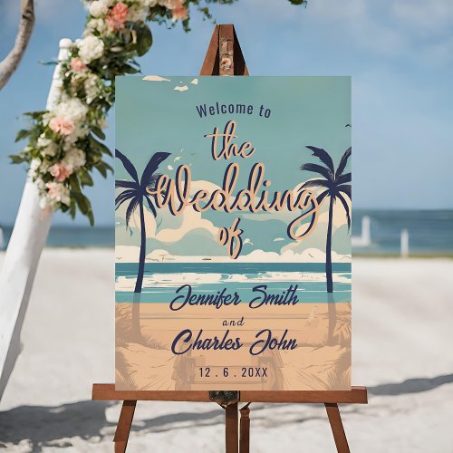 Tropical Beach Destination Wedding Welcome Sign