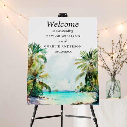 Tropical Beach Destination Wedding Welcome Sign