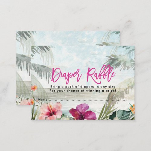 tropical beach Diaper Raffle enclosure card