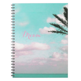 Tropical Beach, Dream, Ocean View, Clouds, Palm Notebook