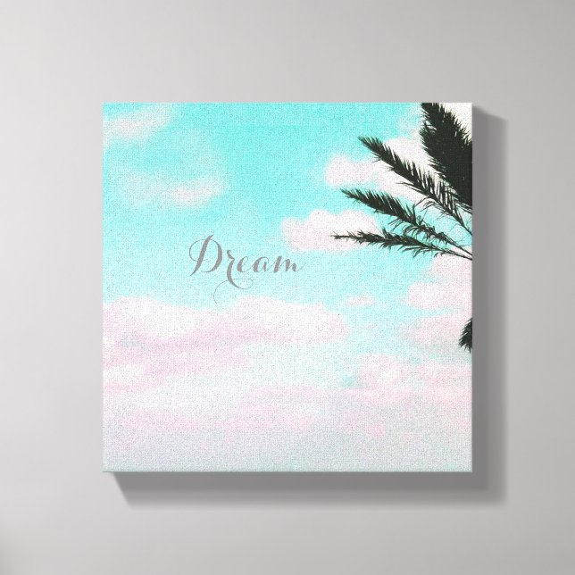 Tropical Beach, Dream, Ocean View, Palm, Beautiful Canvas Print (Front)