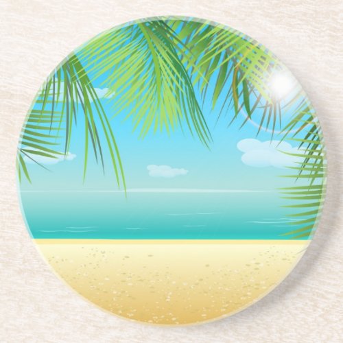 Tropical Beach Drink Coaster