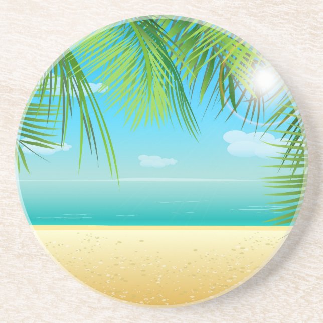 Tropical Beach Drink Coaster (Front)