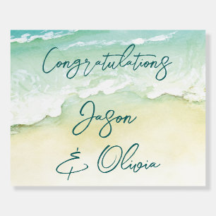 Tropical Beach Elegant Wedding Congratulations Foam Board