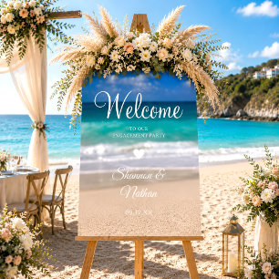 Tropical Beach Engagement Party Welcome Sign