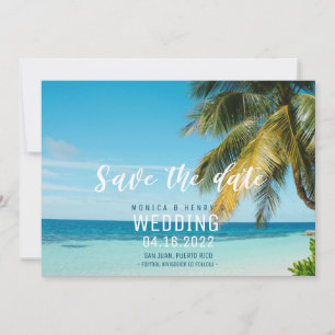 Tropical Beach Engagement Photo Wedding Save The Date