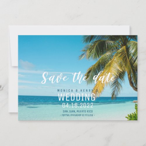 Tropical Beach Engagement Photo Wedding  Save The Date