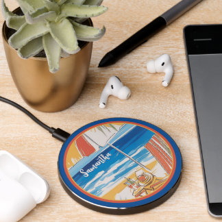 Tropical Beach Escape - Personalized Summer Wireless Charger