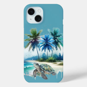 Tropical Beach Escape Turtle’s Journey iPhone 15 Case