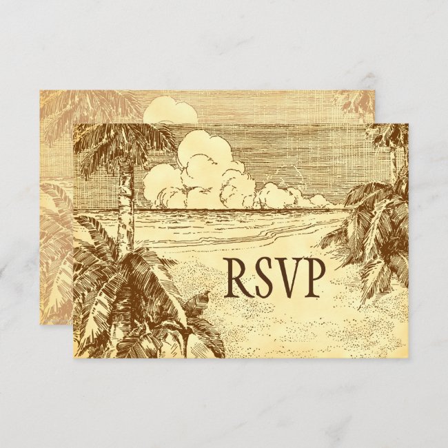 Tropical Beach Etching Rustic Response Cards