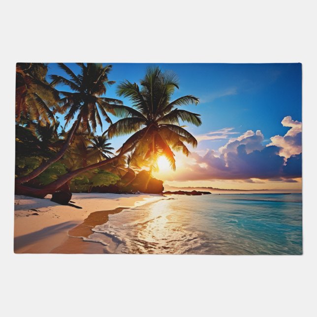 Tropical Beach Evening Doormat (Front)
